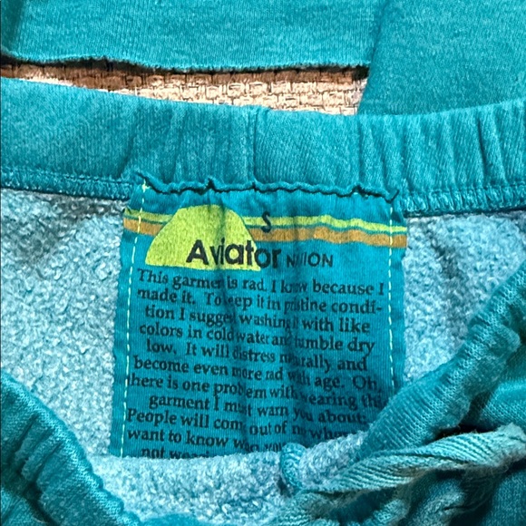 Aviator Nation Bolt Gradient Teal SET Cropped Pullover and Sweatpants Both Small - Picture 7 of 7